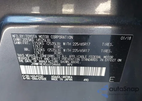 2018 Toyota Rav4 Xle from USA, damaged, VIN JTMWFREV0JJ734666